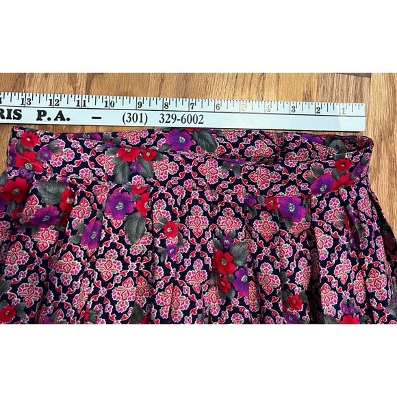 Herman Geist 8 Floral Print Long Pleated Maxi Skirt CottageCore Prairie Festival - Picture 3 of 4